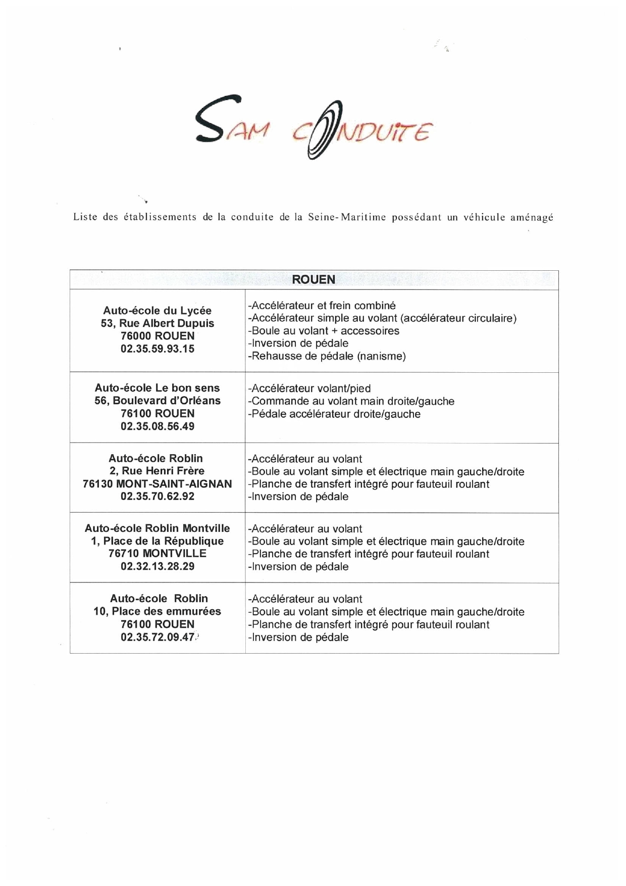 Etablissement avec véhicules aménagés