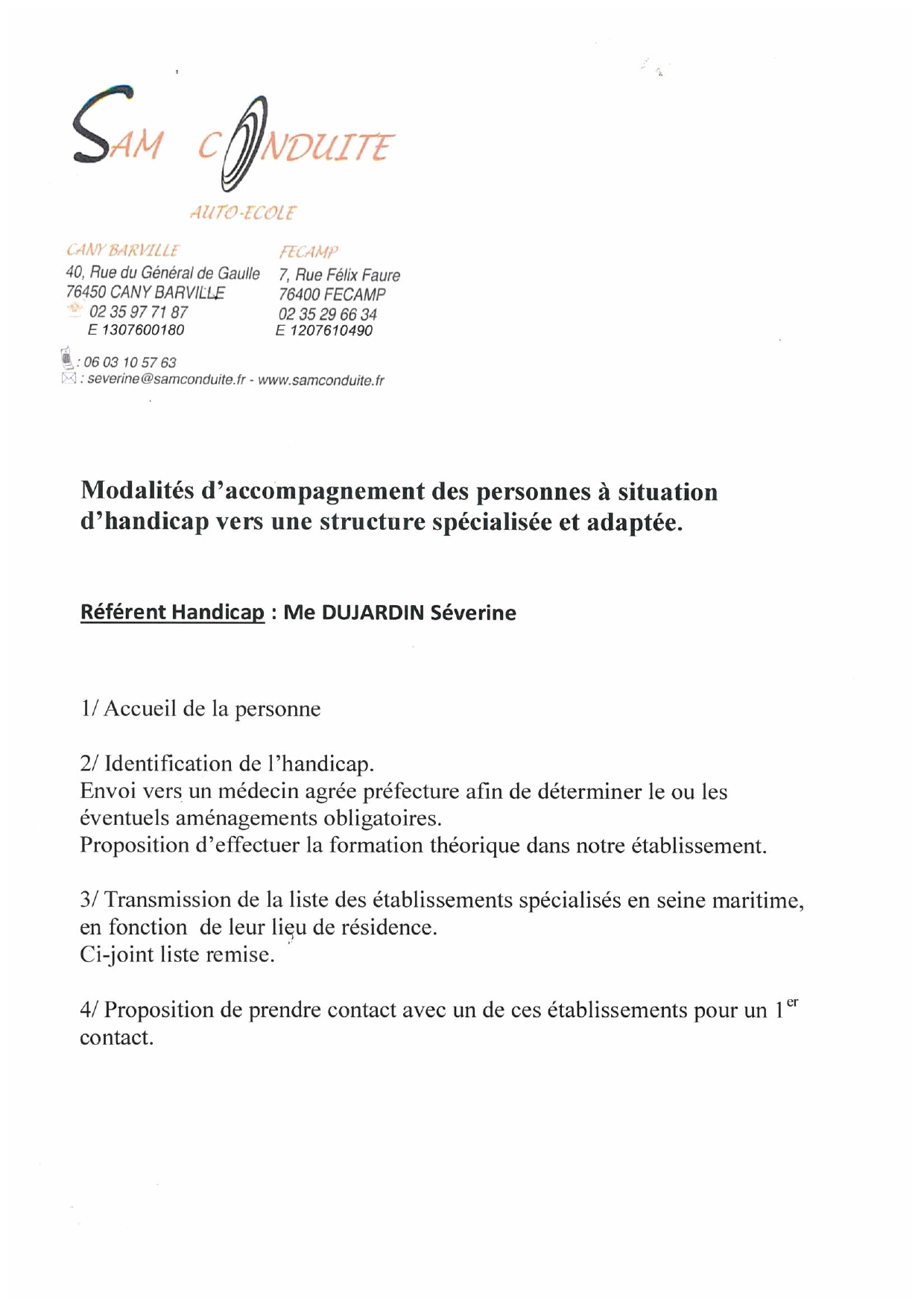 Modalité d'accompgnement pour les handicapés