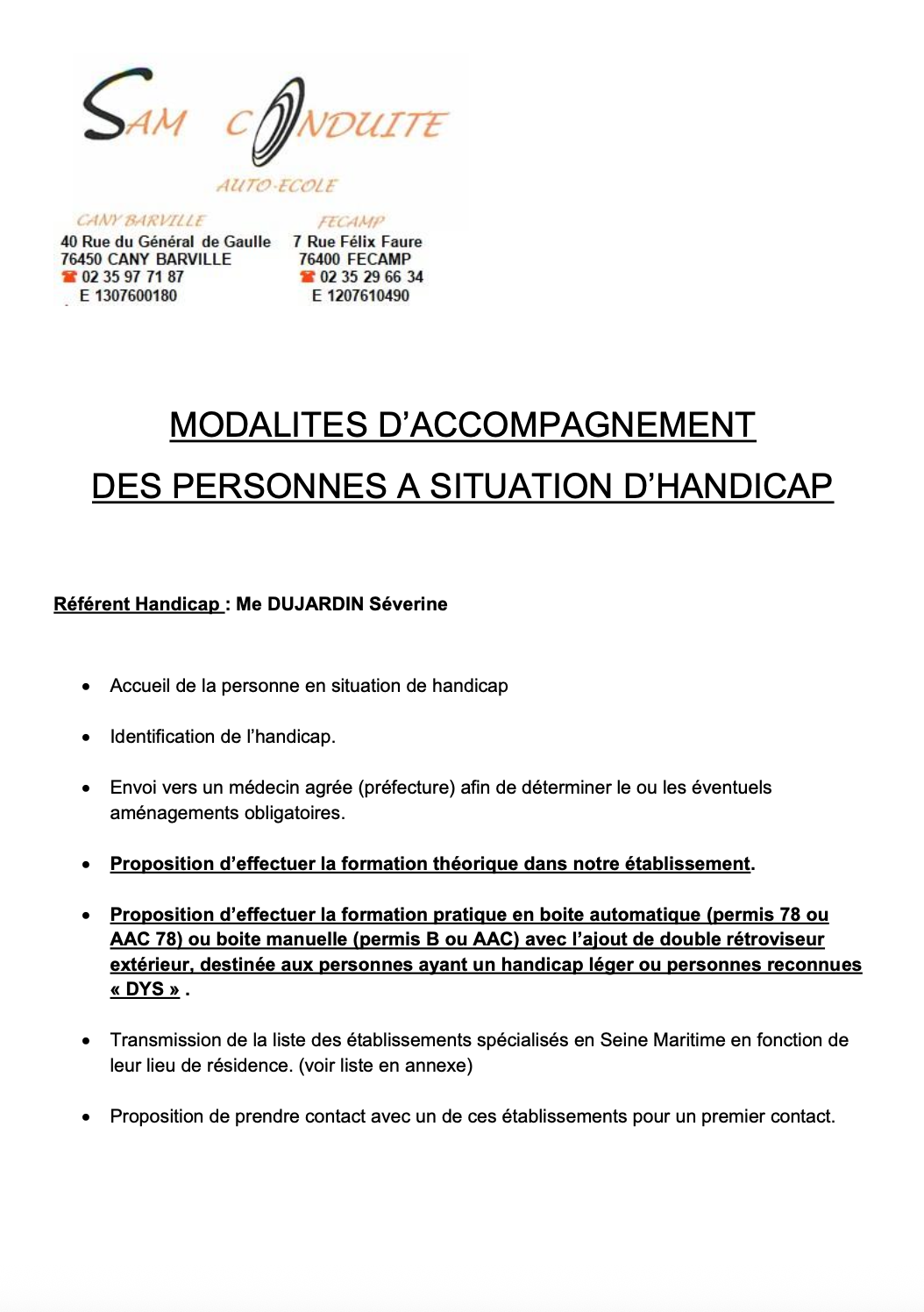 Modalité d'accompagnement des personnes en situation de handicap